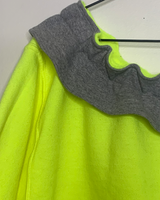 Neon & Grey Ruffle & Crop Boat Neck Sweatshirt