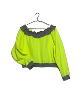 Neon & Grey Ruffle & Crop Boat Neck Sweatshirt