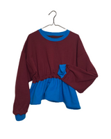 Maroon + Cyan Peplum Sweatshirt